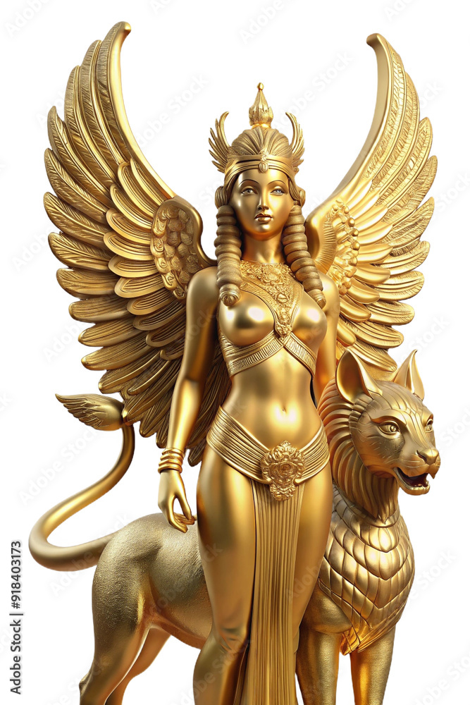 Golden statue of Ishtar, Babylonian goddess Golden statue of Ishtar, Babylonian goddess
