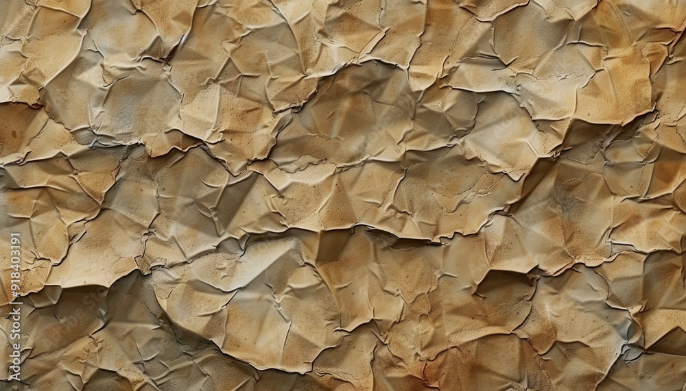 Crumpled brown paper texture with intricate creases and folds in natural lighting Crumpled brown paper texture with intricate creases and folds in natural lighting