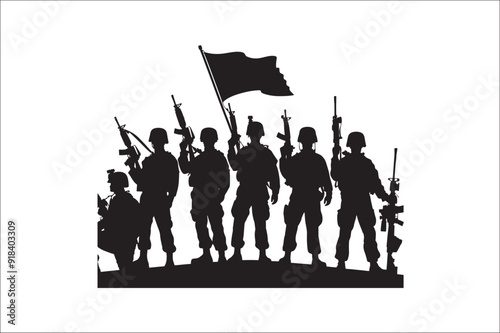 Silhouettes of Army Combat Soldiers, soldiers Vector Silhouette. Veteran Soldier vector. 