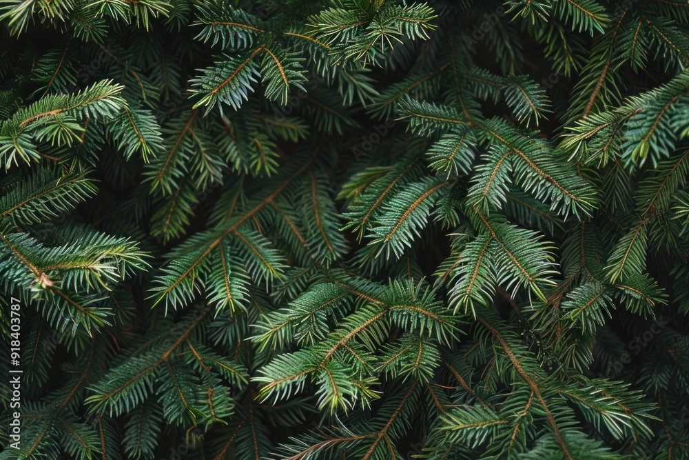 Close up view of dark green fir needles creating a natural textured backdrop Close up view of dark green fir needles creating a natural textured backdrop