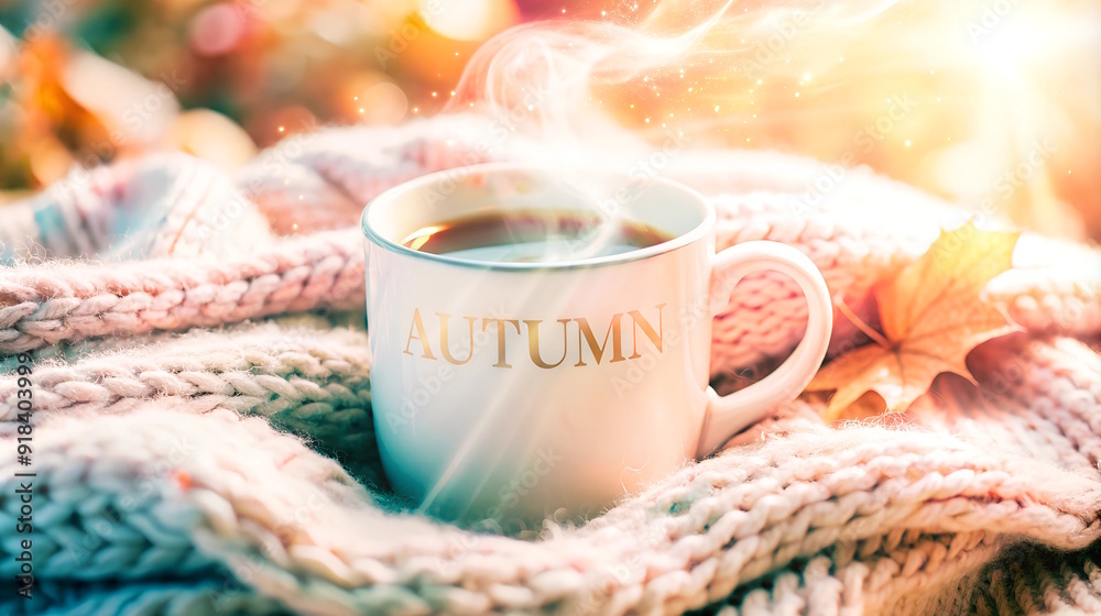 cup of coffee with steam and text cup of coffee with steam and text
