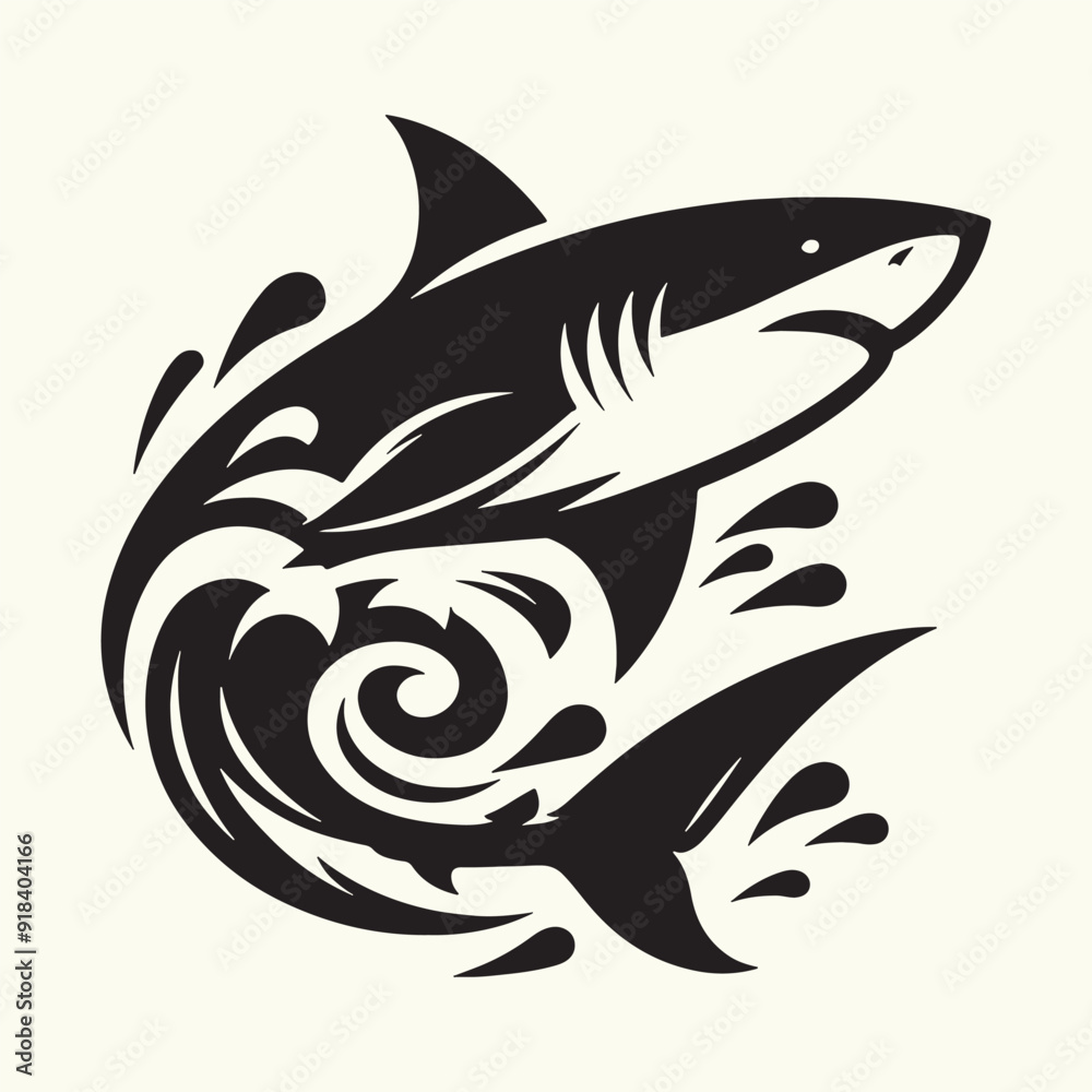 Shark line art Vector Illustration Black silhouette Shark line art Vector Illustration Black silhouette