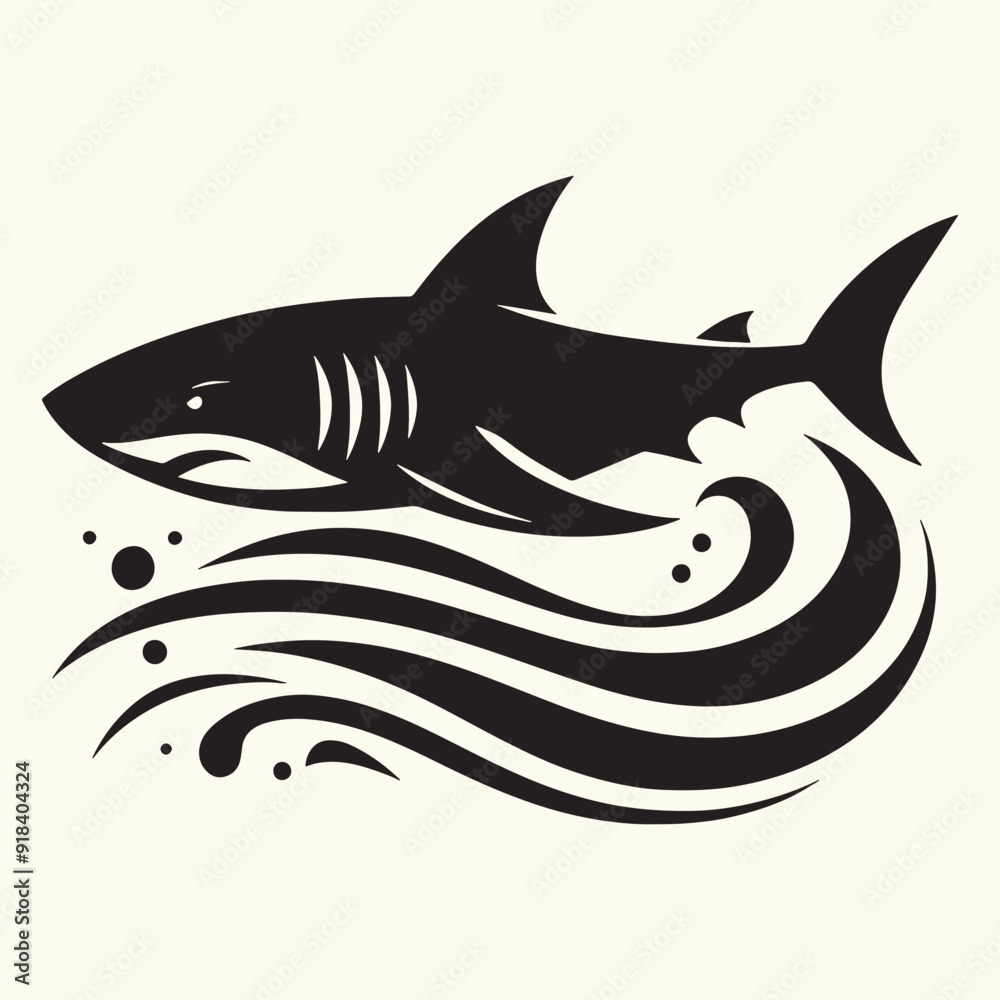 Shark line art Vector Illustration Black silhouette Shark line art Vector Illustration Black silhouette