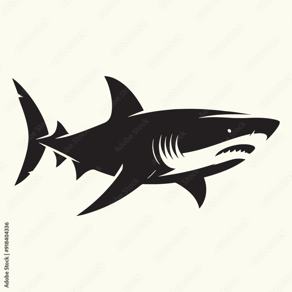 Shark line art Vector Illustration Black silhouette Shark line art Vector Illustration Black silhouette