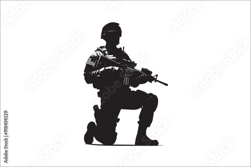 Silhouettes of Army Combat Soldiers, soldiers Vector Silhouette. Veteran Soldier vector. 