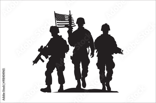 Silhouettes of Army Combat Soldiers, soldiers Vector Silhouette. Veteran Soldier vector. 