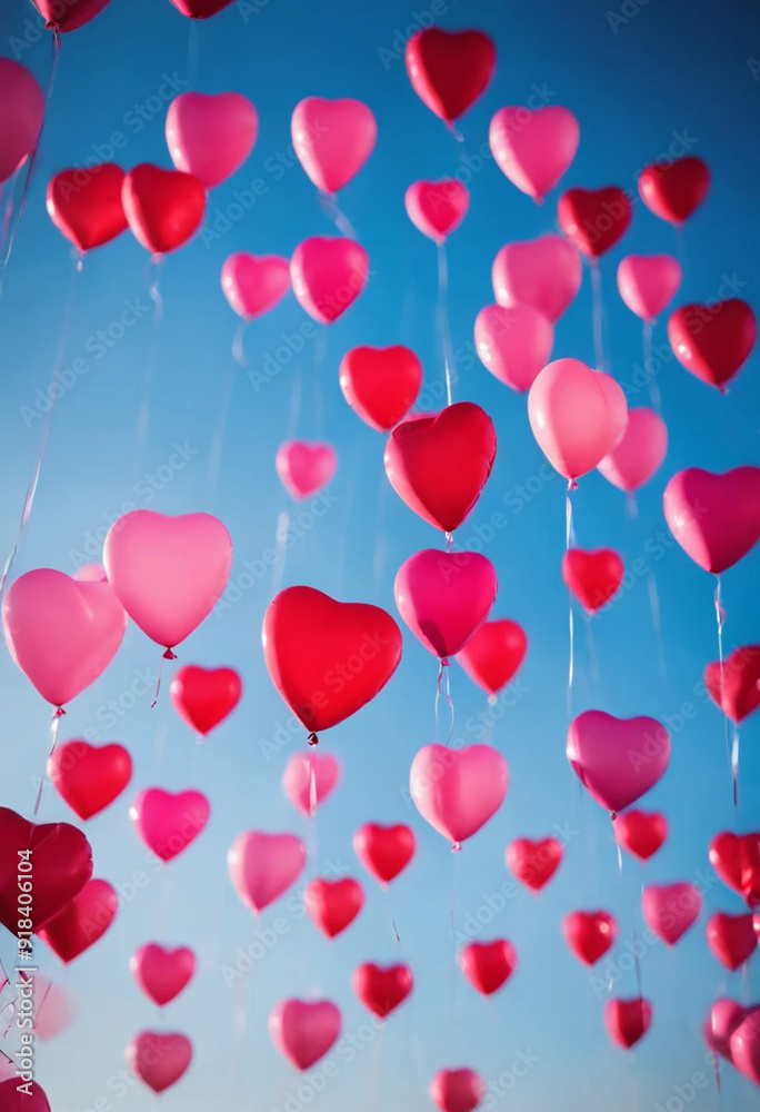 A bunch of heart-shaped balloons A bunch of heart-shaped balloons