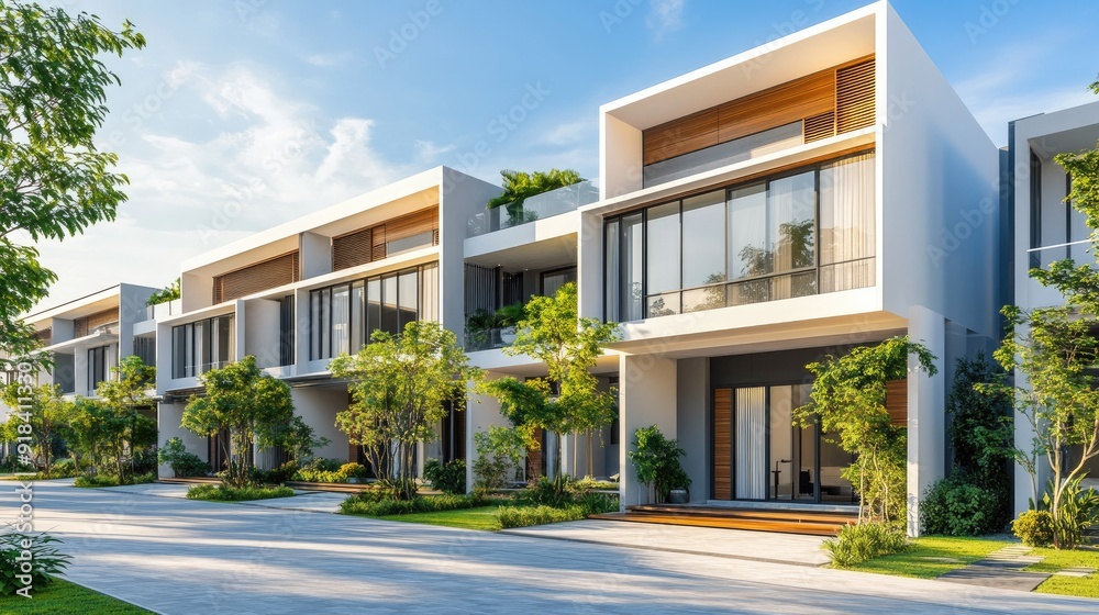Bright and inviting modern townhouse with a spacious front area for text Bright and inviting modern townhouse with a spacious front area for text