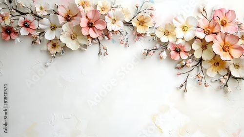 Delicate Pink and White Flowers on a White Background