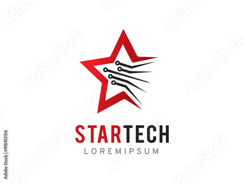 star technology logo symbol or icon template