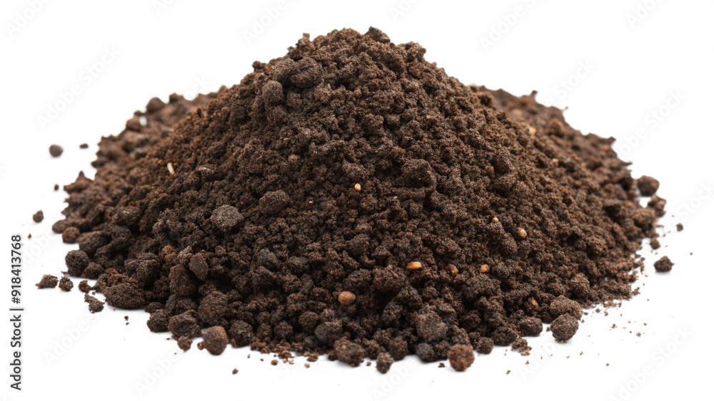 Organic fertilizer Pile top view on transparent background