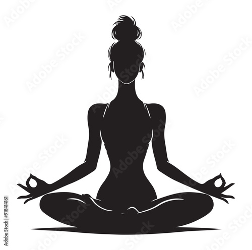 Woman yoga silhouettes vector illustration.