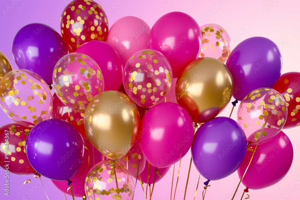 Colorful Balloons with Gold Confetti Colorful Balloons with Gold Confetti
