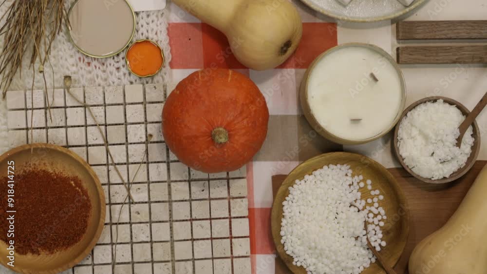 Autumn collage with pumpkins , color palette and mood board for ...