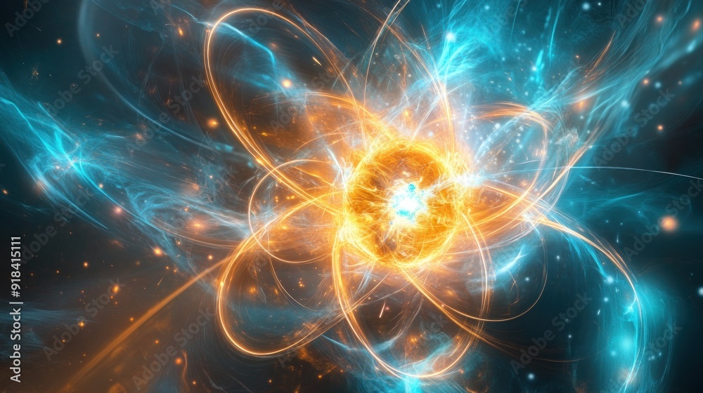 Abstract Energy Burst with Blue and Orange Hues Abstract Energy Burst with Blue and Orange Hues