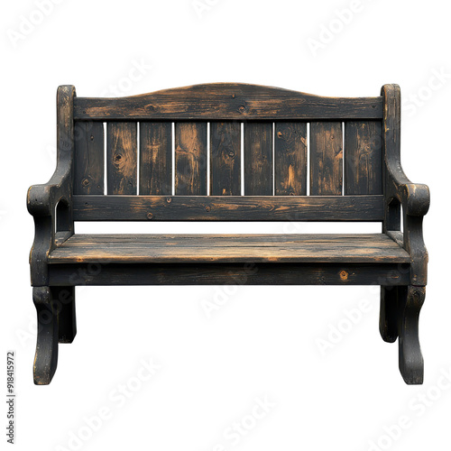 Vintage wooden bench with intricate design, perfect for outdoor or indoor decor, adds rustic charm to any space.