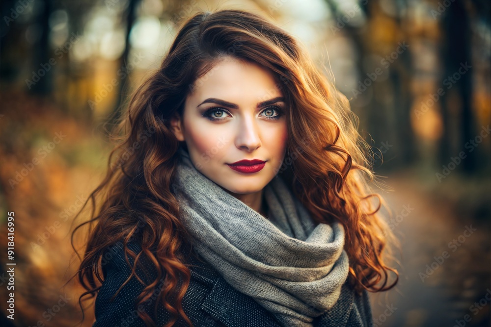 portrait of a girl in an autumn park in a coat and scarf portrait of a girl in an autumn park in a coat and scarf