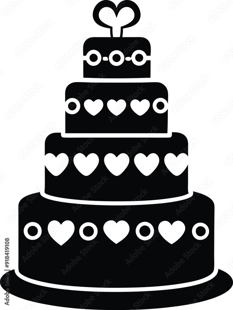 birthday and wedding cake silhouette illustration birthday and wedding cake silhouette illustration