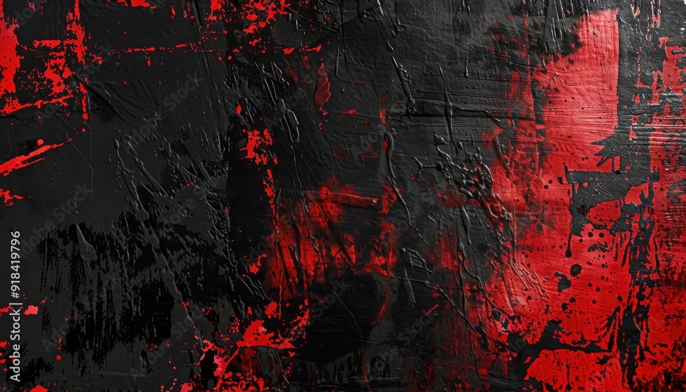 Abstract artwork featuring bold black and red paint textures with dramatic splashes and strokes in an artistic composition Abstract artwork featuring bold black and red paint textures with dramatic splashes and strokes in an artistic composition