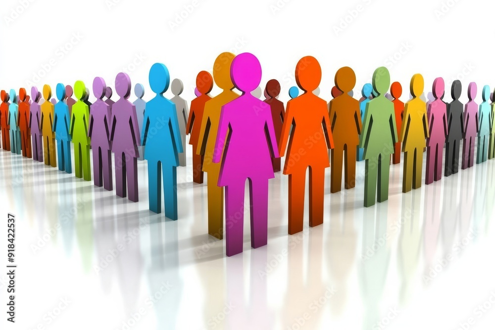 A colorful group of people standing together.