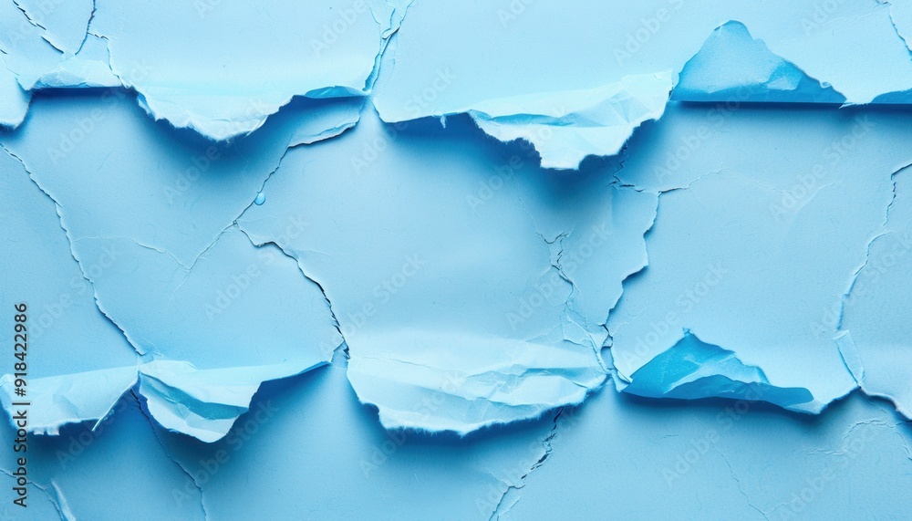 Torn light blue paper background with uneven edges and cracks in a creative layout Torn light blue paper background with uneven edges and cracks in a creative layout