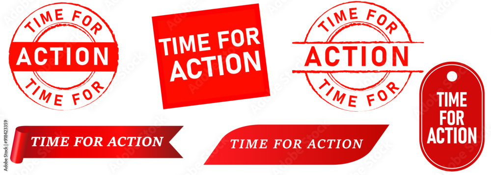 time for action act now motivation advertisement stamp badge sticker ribbon collection design icon illustration time for action act now motivation advertisement stamp badge sticker ribbon collection design icon illustration