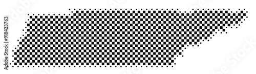 Abstract Map of the State Tennessee (US) showing the territory with a pattern of black squares like a chessboard