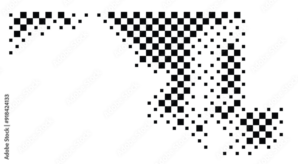 Abstract Map of the State Maryland (US) showing the territory with a pattern of black squares like a chessboard Abstract Map of the State Maryland (US) showing the territory with a pattern of black squares like a chessboard