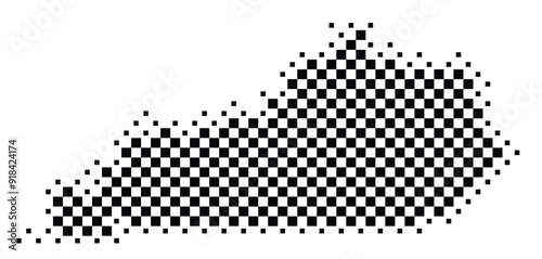 Abstract Map of the State Kentucky (US) showing the territory with a pattern of black squares like a chessboard