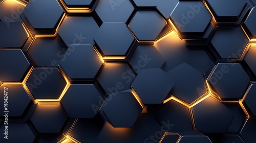 Luxury hexagonal abstract black metal background