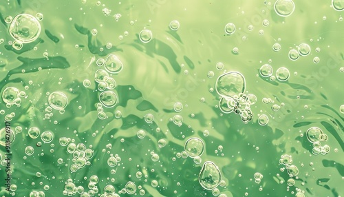 Bubbles rising through green water during a calm summer afternoon
