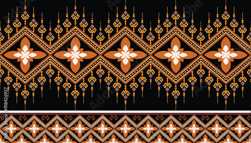 Seamless traditional traditional background pattern, oriental ethnic or folk fabric pattern for tapestry, wallpaper, clothing, batik wrapping, cloth, embroidery style, vector illustration.