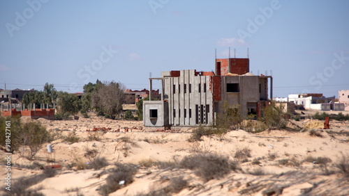 Building under construction on the road to Douz, Tunisia