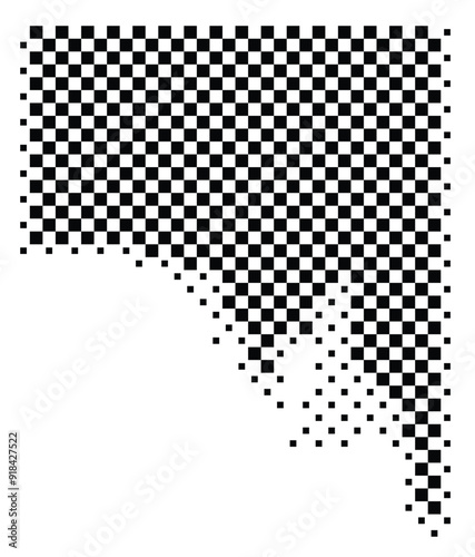Abstract Map of the State South Australia (AU) showing the territory with a pattern of black squares like a chessboard
