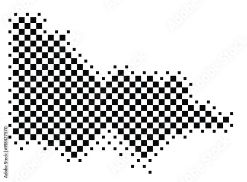 Abstract Map of the State Victoria (AU) showing the territory with a pattern of black squares like a chessboard