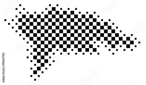 Abstract Map of the Kanton Thurgau (CH) showing the territory with a pattern of black squares like a chessboard