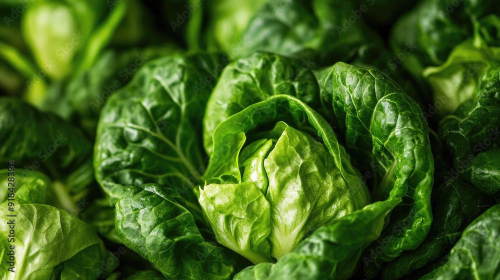 Close-up of fresh butterhead lettuce, showcasing the vibrant green leaves and crisp texture, perfect for healthy food concepts.