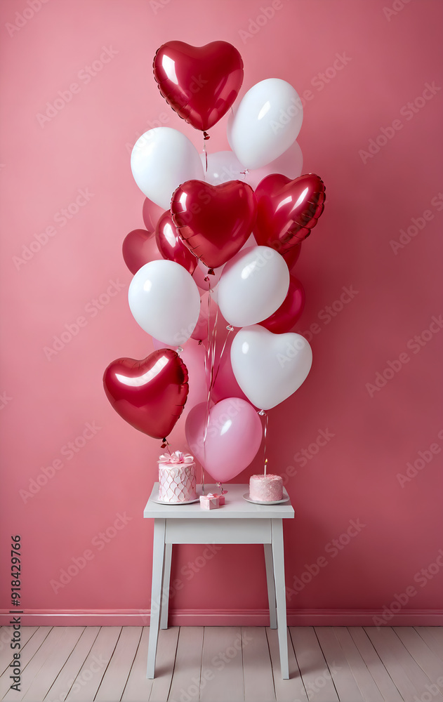 Balloons in form of heart. Love celebration.