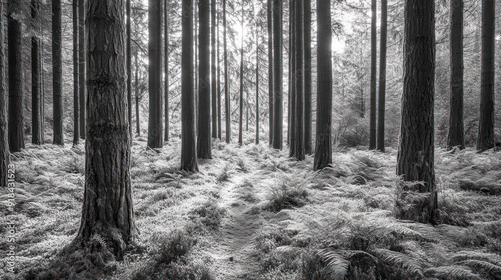 Fototapeta premium black and white photo of forest,