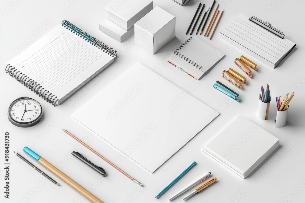 Realistic blank stationery set mockup isolated created with generative ai Realistic blank stationery set mockup isolated created with generative ai
