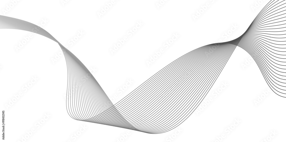 Technology abstract lines on white and black background,Abstract wavy stripes on white background isolated,Undulate Grey Wave Swirl, frequency sound wave,Air wind twisted curves. Vector illustration,