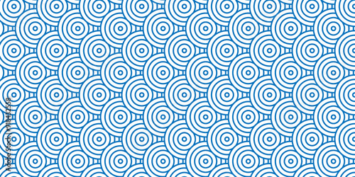 Minimal Vector overlapping Pattern diamond geometric blue color spiral line waves abstract wave line. seamless blue tile stripe overlap creative retro circle line fabric pattern white background.