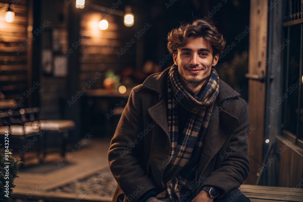 Portrait of a man on the street, wearing a coat Portrait of a man on the street, wearing a coat