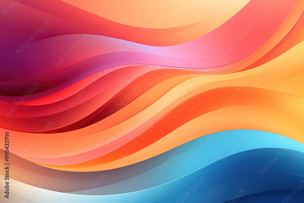 Fototapeta premium Abstract background with wavy lines in shades of red, orange, blue, and white.