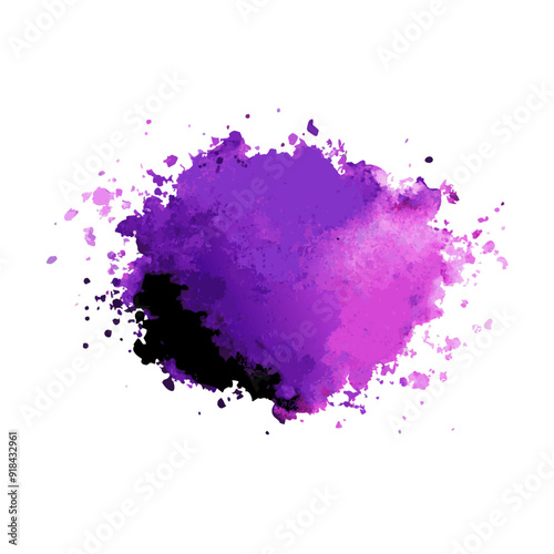 Purple watercolor stain paint stroke background on a isolated white background (2)