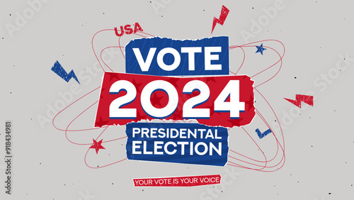 2024 US presidential election collage. Vector banner for Presidential Election 2024 in United States. USA election voting. Collage for US Election 2024 campaign. Vote day, November 5.