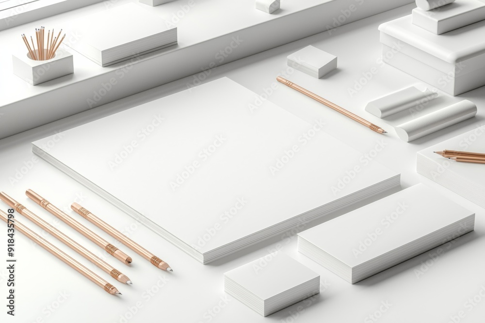 Realistic blank stationery set mockup isolated created with generative ai Realistic blank stationery set mockup isolated created with generative ai