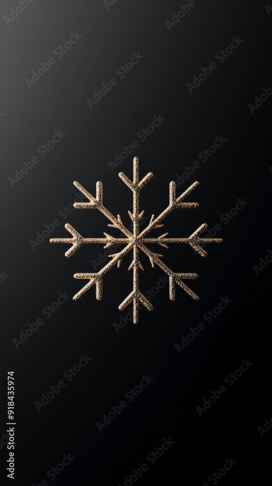 Hyperrealistic isolated 3D rendering of a levitating golden snowflake black background high detail hyperquality high texture detail