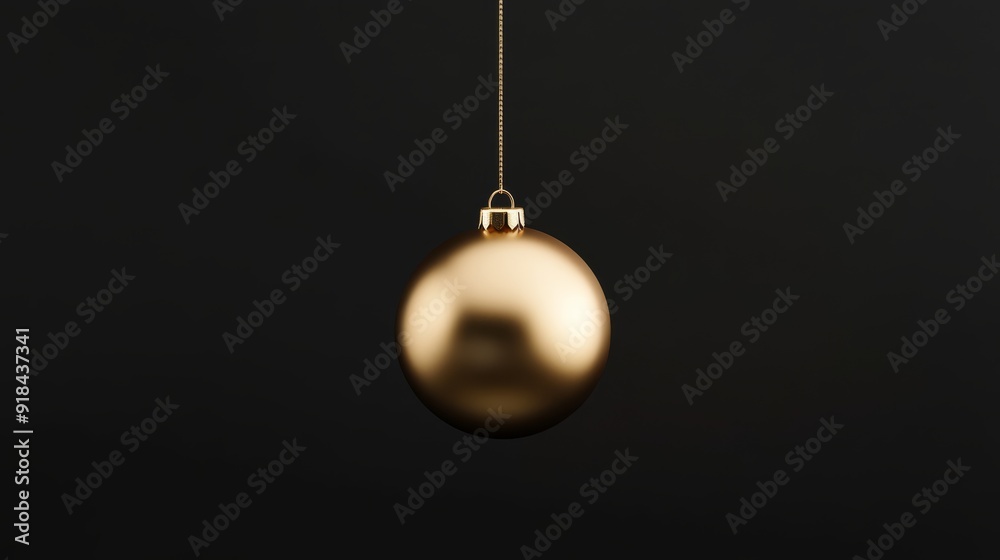 Hyperrealistic 3D rendering of a golden Christmas tree ornament front photo black background Hyperrealistic 3D rendering of a golden Christmas tree ornament front photo black background