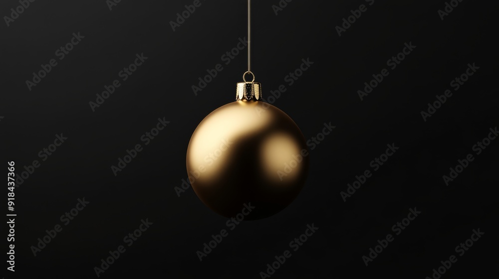 Hyperrealistic 3D rendering of a golden Christmas tree ornament front photo black background Hyperrealistic 3D rendering of a golden Christmas tree ornament front photo black background